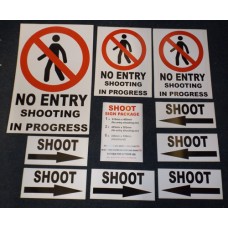SHOOTING Sign Assorted Pack (SELF ADHESIVE VINYL or COREX option)
